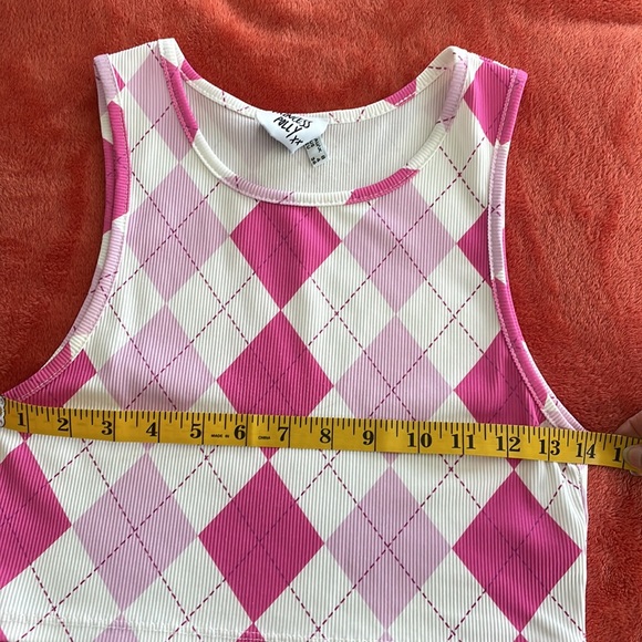 Princess Polly Pink Purple and White Triangular Design Sleeveless Crop Tank Top - Picture 5 of 7